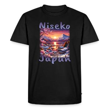 Niseko Japon Vacances de ski Vacances d’hiver Snow Grunge - T-shirt Premium bio Homme - noir - Devant - Nico (187cm)