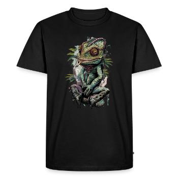 Fumer de l’herbe Cannabis THC Joint Caméléon - T-shirt Premium bio Homme - noir - Devant - Nico (187cm)
