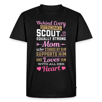 Derrière chaque scout fort se cache une maman tout aussi forte - T-shirt Premium bio Homme - noir - Devant - Nico (187cm)