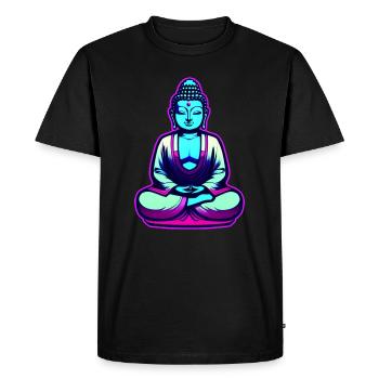 Colorful Buddha in yoga position - Men's Premium Organic T-Shirt - black - Front - Nico (187cm)