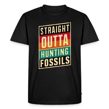 Straight Outta Aventure de chasse aux fossiles - T-shirt Premium bio Homme - noir - Devant - Nico (187cm)