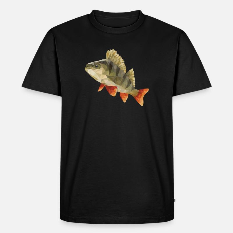 Barsch Angeln Polygon - Männer Premium Bio T-Shirt - Schwarz