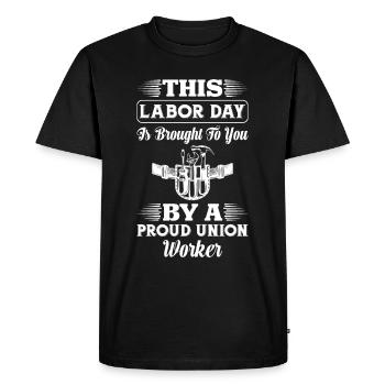 Joyeux drapeau patriote des États-Unis pour la fête du Travail - T-shirt Premium bio Homme - noir - Devant - Nico (187cm)