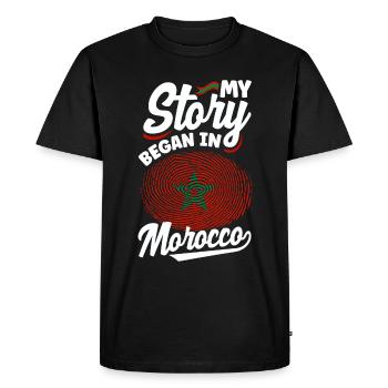 Morocco Moroccan Morocco Flag My Story Began In - Men's Premium Organic T-Shirt - black - Front - Nico (187cm)