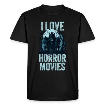 I love Horror Movies - Horror House Illustration - Men's Premium Organic T-Shirt - black - Front - Nico (187cm)
