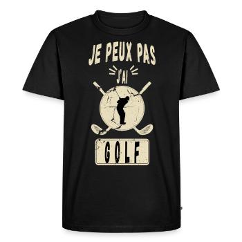 J'peux Pas J'ai Golf - Idée Cadeau Golfeur Golf - T-shirt Premium bio Homme - noir - Devant - Nico (187cm)