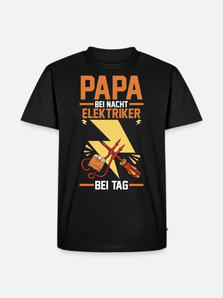 Papa Elektriker - Männer Premium Bio T-Shirt - Schwarz