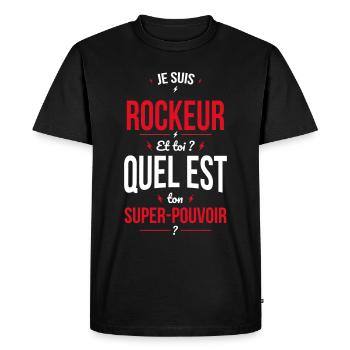 Je suis rockeur - Super-pouvoir - T-shirt Premium bio Homme - noir - Devant - Nico (187cm)