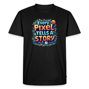 Every Pixel Tells a Story - Retro Gaming - Men's Premium Organic T-Shirt - black - Front - Nico (187cm)