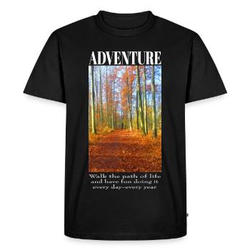 Conception de sentiers de randonnée en forêt d'automne - T-shirt Premium bio Homme - noir - Devant - Nico (187cm)