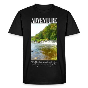 Paysage fluvial aventure nature avec cascade - T-shirt Premium bio Homme - noir - Devant - Nico (187cm)