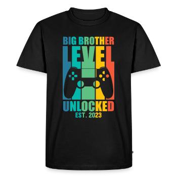Level up to Big bro 2023 cool gaming design - Men's Premium Organic T-Shirt - black - Front - Nico (187cm)