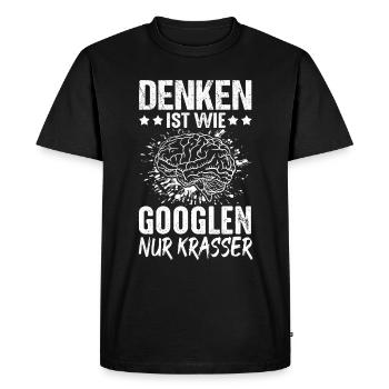 Penser, c’est comme chercher sur Google uniquement des étudiants au cerveau grossier - T-shirt Premium bio Homme - noir - Devant - Nico (187cm)