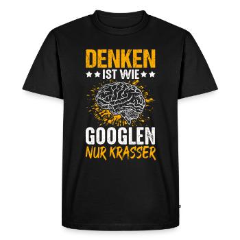Penser, c’est comme chercher sur Google seulement des informations cérébrales grossières. - T-shirt Premium bio Homme - noir - Devant - Nico (187cm)