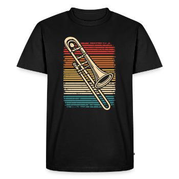 Trombone Player Retro Trombone Trombonist - Men's Premium Organic T-Shirt - black - Front - Nico (187cm)