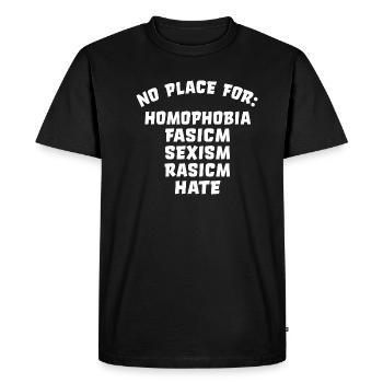 No place for homophobia Contre l’homophobie LGBT homo - T-shirt Premium bio Homme - noir - Devant - Nico (187cm)