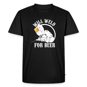 will weld for beer Design for a welder joke fan - Men's Premium Organic T-Shirt - black - Front - Nico (187cm)