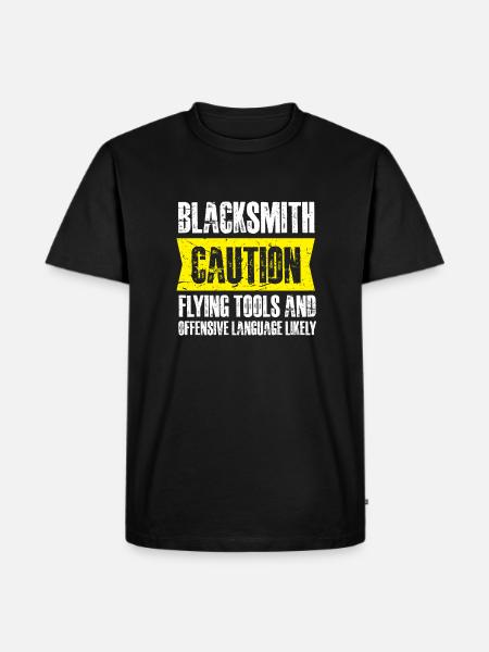 blacksmith caution flying tools Design - Men's Premium Organic T-Shirt - black