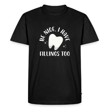 sois gentil j’ai aussi des garnitures Design - T-shirt Premium bio Homme - noir - Devant - Nico (187cm)