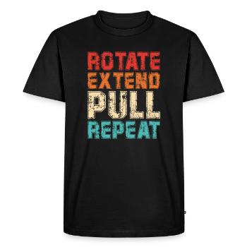 Rotation Étendre Tirer Répéter | Drôle de citation d’aviron - T-shirt Premium bio Homme - noir - Devant - Nico (187cm)
