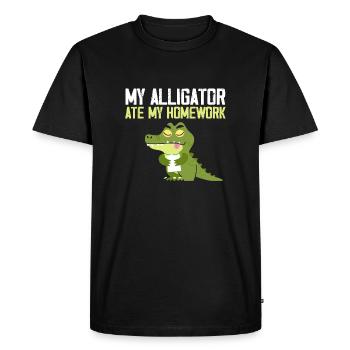 Mon alligator a mangé mes devoirs - T-shirt Premium bio Homme - noir - Devant - Nico (187cm)