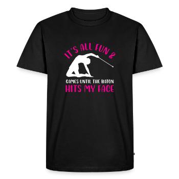 C’est tout le plaisir et les jeux jusqu’à ce que le bâton frappe mon - T-shirt Premium bio Homme - noir - Devant - Nico (187cm)