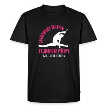 Avertissement! Matraque virevoltante maman - Criera fort - T-shirt Premium bio Homme - noir - Devant - Nico (187cm)