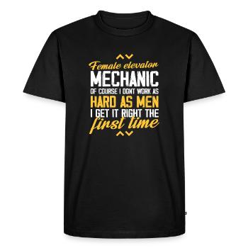 Mécanicienne d’ascenseur Je ne travaille pas aussi dur que - T-shirt Premium bio Homme - noir - Devant - Nico (187cm)