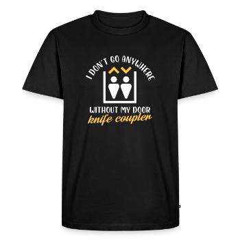 Je ne vais nulle part sans mon coupleur de couteau de porte - T-shirt Premium bio Homme - noir - Devant - Nico (187cm)