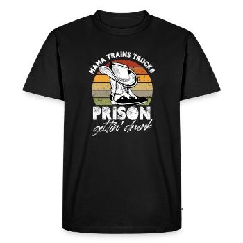 Mama trains trucks prison getting drunk - Men's Premium Organic T-Shirt - black - Front - Nico (187cm)