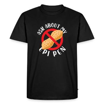 Sensibilisation à l’allergie alimentaire amusante - Allergie aux arachides - T-shirt Premium bio Homme - noir - Devant - Nico (187cm)