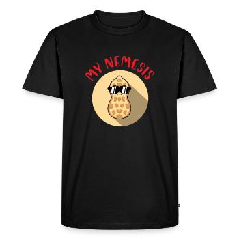 Cacahuète My Nemesis - Sensibilisation aux allergies alimentaires Cacahuète - T-shirt Premium bio Homme - noir - Devant - Nico (187cm)