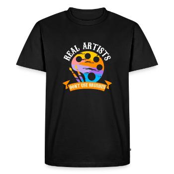 Les vrais artistes n’utilisent pas de pinceaux - T-shirt Premium bio Homme - noir - Devant - Nico (187cm)