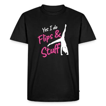 Oui, je fais des flips et des trucs - T-shirt Premium bio Homme - noir - Devant - Nico (187cm)
