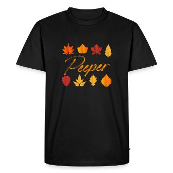 Peeper arbre feuilles collectionneur automne saison peeping - T-shirt Premium bio Homme - noir - Devant - Nico (187cm)