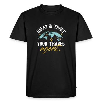 Détendez-vous et faites confiance à votre agent de voyages, planificateur de vacances - T-shirt Premium bio Homme - noir - Devant - Nico (187cm)