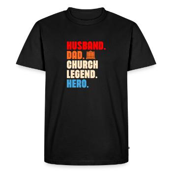 Husband Dad Church Legend Hero Organist Organ - Men's Premium Organic T-Shirt - black - Front - Nico (187cm)