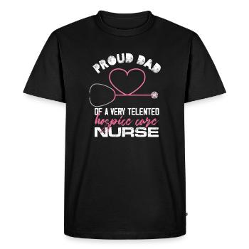 Fier papa d’une infirmière en soins palliatifs très talentueuse - T-shirt Premium bio Homme - noir - Devant - Nico (187cm)