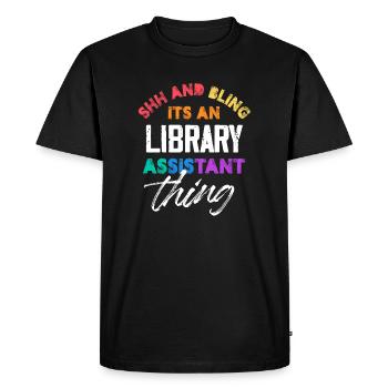 Chut et bling, c’est un truc d’assistant de bibliothèque - T-shirt Premium bio Homme - noir - Devant - Nico (187cm)