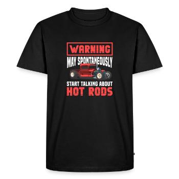 Avertissement Peut spontanément commencer à parler de chaud - T-shirt Premium bio Homme - noir - Devant - Nico (187cm)