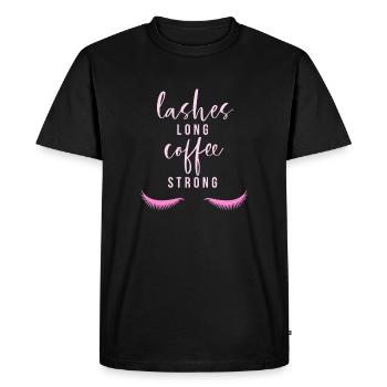 Lashes long Coffee strong - Men's Premium Organic T-Shirt - black - Front - Nico (187cm)