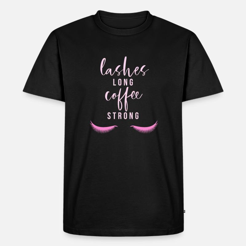 Lashes long Coffee strong - Männer Premium Bio T-Shirt - Schwarz