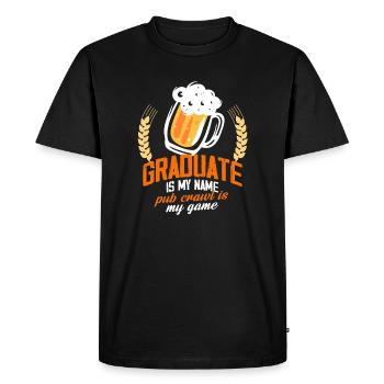 Graduate est mon nom, la tournée des pubs est mon jeu - T-shirt Premium bio Homme - noir - Devant - Nico (187cm)