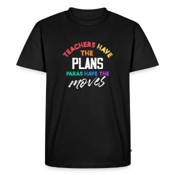 Les enseignants ont les plans, les Paras ont les mouvements - T-shirt Premium bio Homme - noir - Devant - Nico (187cm)