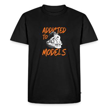 accro aux maquettes Design pour un amoureux du train - T-shirt Premium bio Homme - noir - Devant - Nico (187cm)