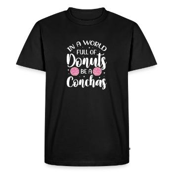 dans un monde plein de beignets soyez une concha Design - T-shirt Premium bio Homme - noir - Devant - Nico (187cm)