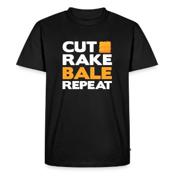 cut rake bale repeat Design for a worker of baling - Men's Premium Organic T-Shirt - black - Front - Nico (187cm)