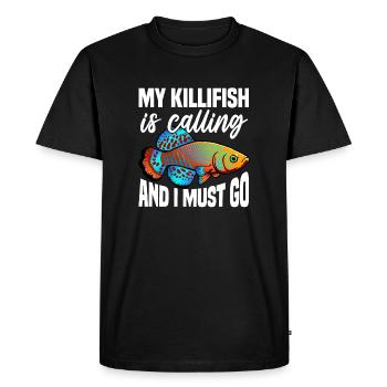 my killifish is calling and I must go Design - Men's Premium Organic T-Shirt - black - Front - Nico (187cm)