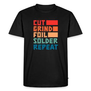 Cut Grind Foil Solder Repeat Stained Glass Artist - Men's Premium Organic T-Shirt - black - Front - Nico (187cm)