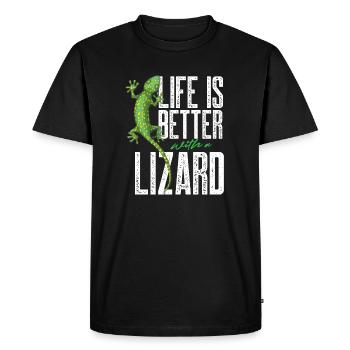 la vie est meilleure avec un lézard Design pour un lézard - T-shirt Premium bio Homme - noir - Devant - Nico (187cm)